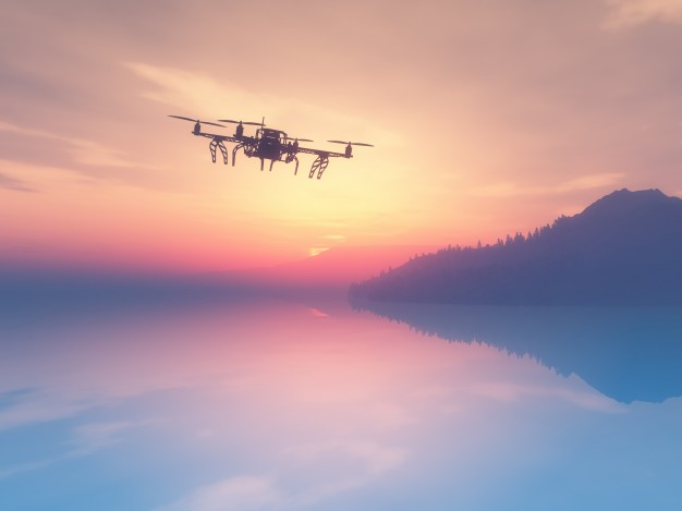 L'immagine raffigura un drone in volo
