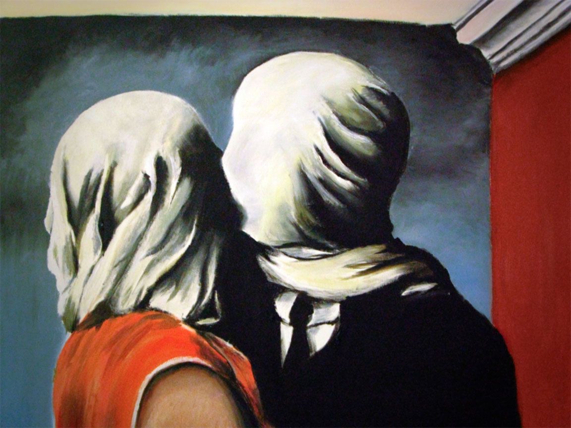 L'immagine raffigura gli Amanti di Magritte