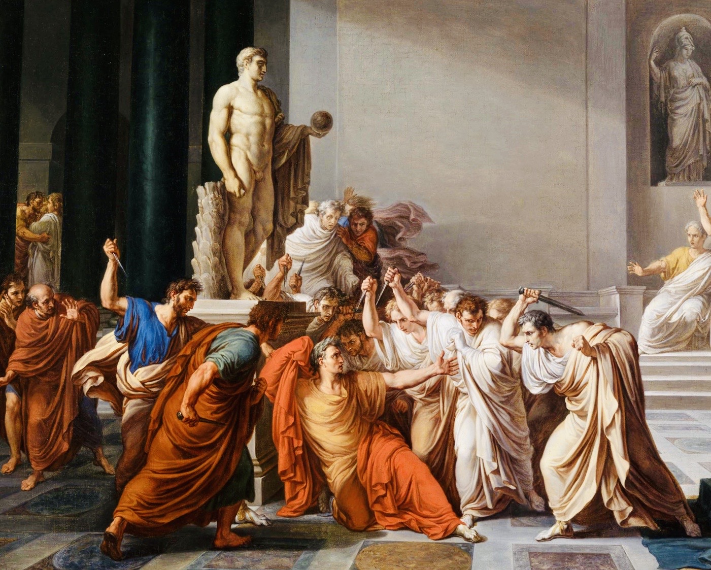 L'immagine raffigura la morte di Cesare di Camuccini