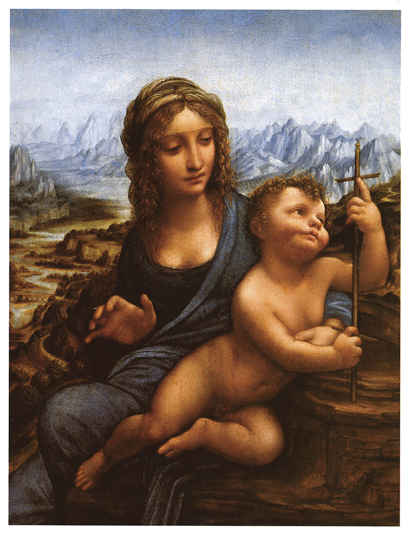 L'immagina raffigura il dipinto la Madonna dei Fusi di Leonardo appartenente a una collezione privata