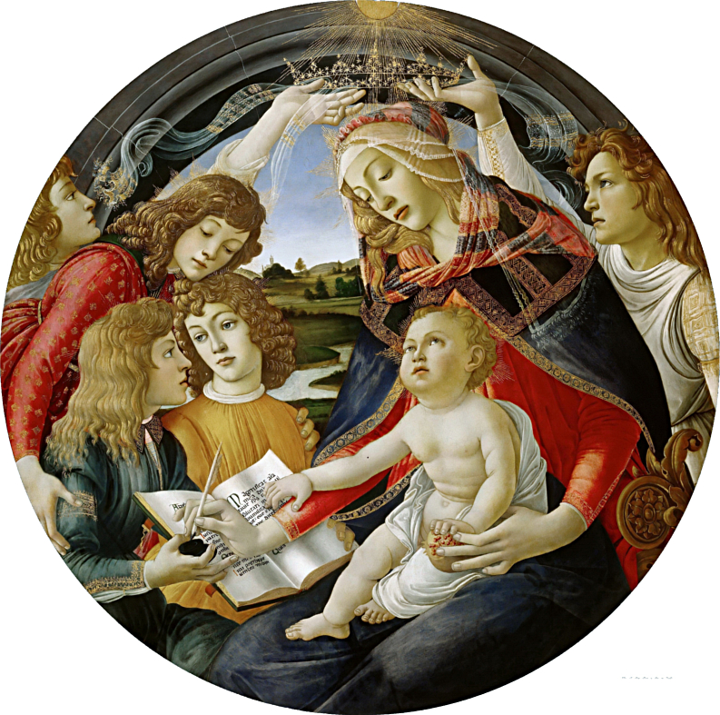 L'immagine rappresenta il dipinto la Madonna del Magnificat - Botticelli, Galleria degli Uffizi