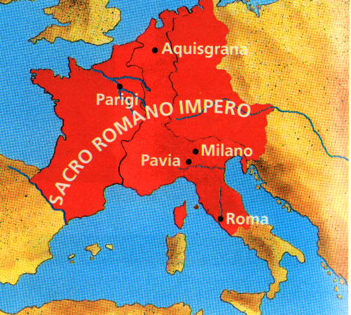 La cartina geografica raffigura l'estensione del Sacro Romano Impero
