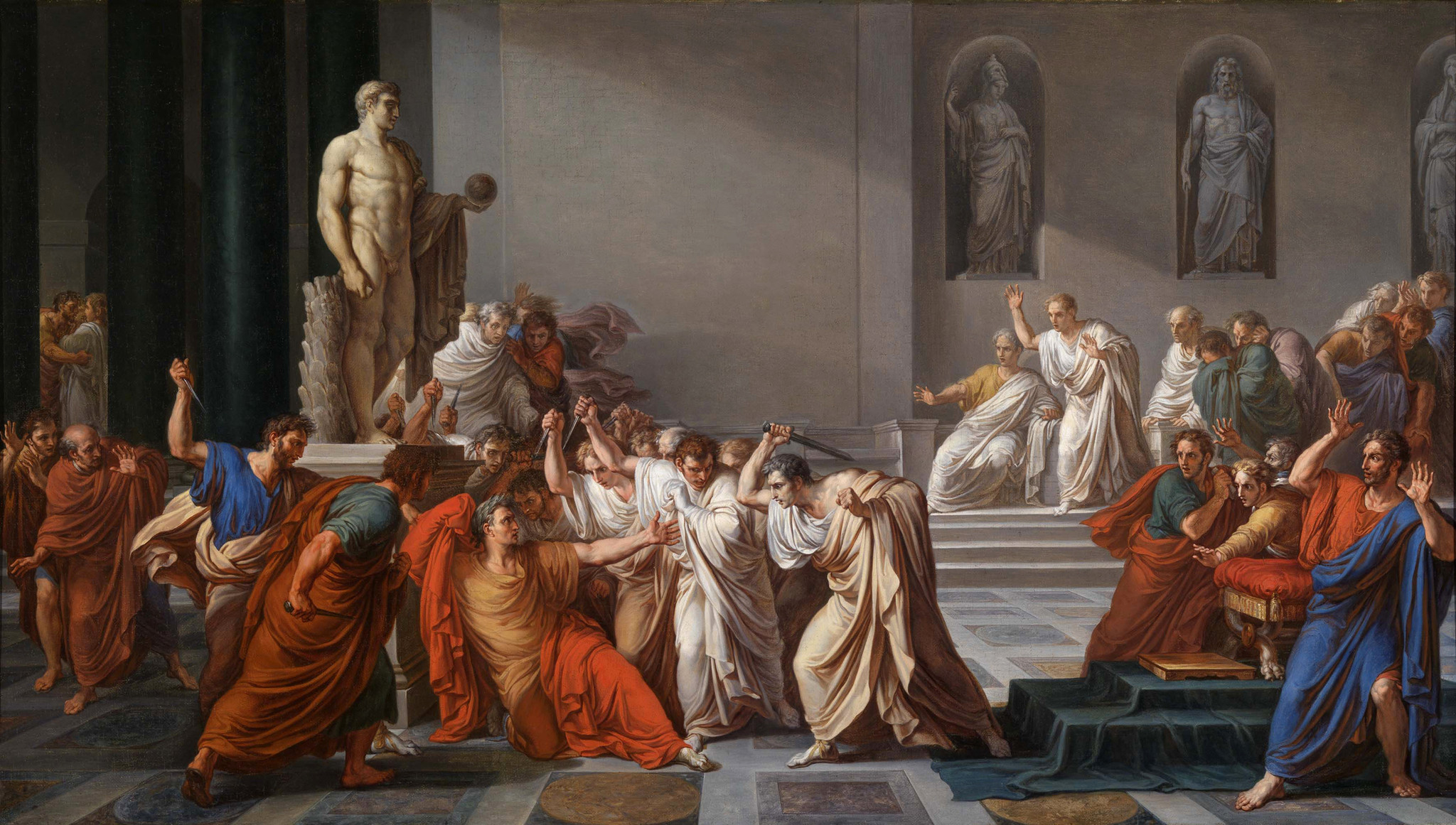L'immagine rappresenta la morte di Cesare di V. Camuccini